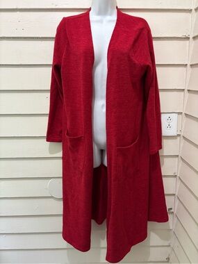 Lularoe Sarah Red Open-Front Longline Duster Cardigan Sweater